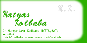 matyas kolbaba business card